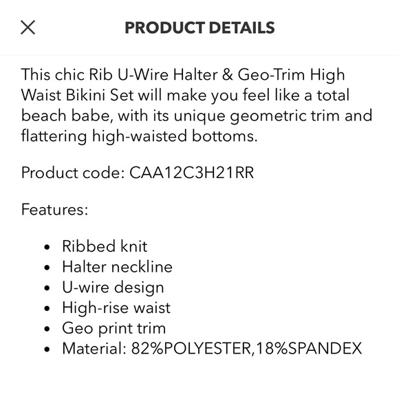 💚CUPSHE bikini ribbed green U wire halter geo trim high waist swim Large - Picture 8 of 10